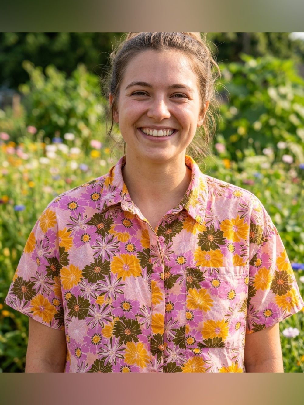 Ellison Pink, Yellow & Olive Floral Short-Sleeve Button-Down Shirt